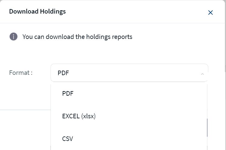 Holdings Download Options